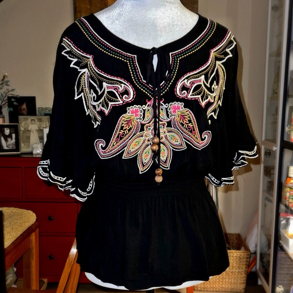 Capri Black Embroidered Blouse